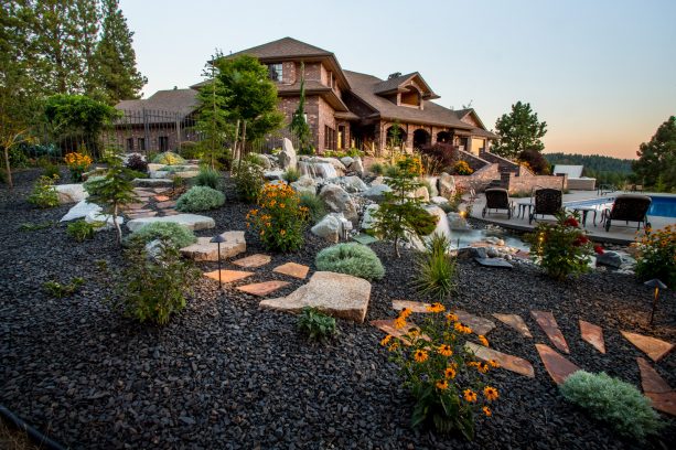boulder stepping stones perched on a hillside slope landscape
