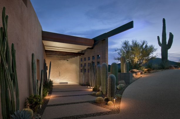 front walkway landscaping idea constructed by mesastone exposed aggregate concrete