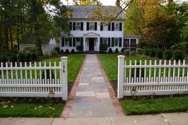 rich bluestone front walkway landscaping idea