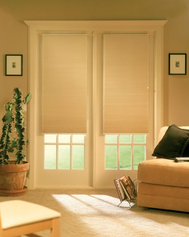 cellular shades as a darkening room shade for french doors