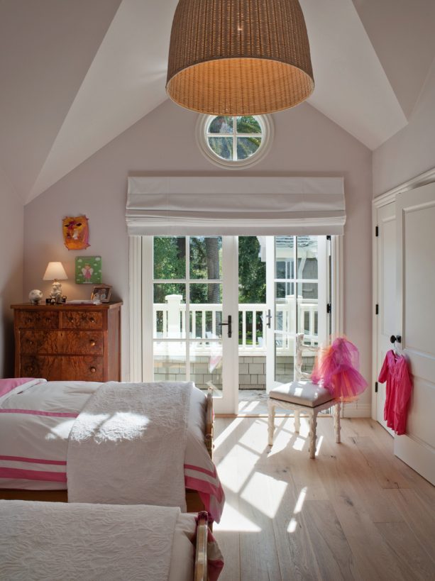 cotton canvas roman shades with blackout lining for french doors in a kid's room