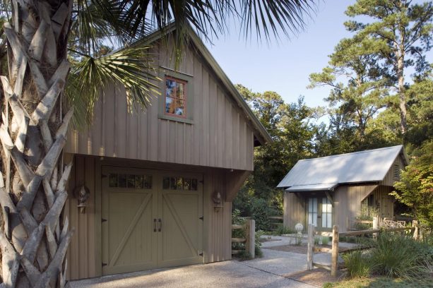 double z-brace barn garage doors in olive green color