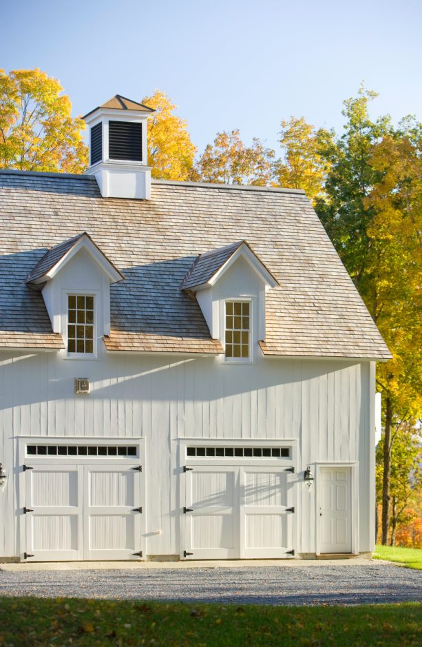 four-panel barn garage double hinged doors with ventilation