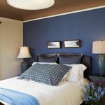 benjamin moore hale navy and capitol white combination in a transitional bedroom