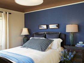 benjamin moore hale navy and capitol white combination in a transitional bedroom