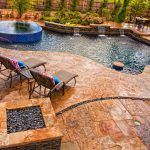 slate skin stamped concrete sand buff base and walnut release color