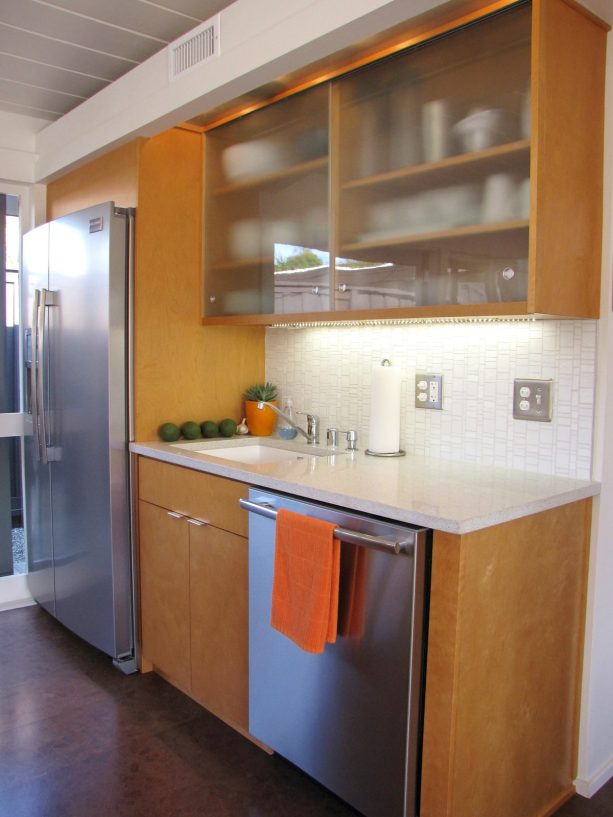 sliding clear glass door for a wall kitchen cabinet