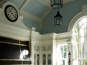 stacked crown molding for upper kitchen cabinet trim