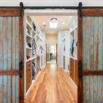 two-panel blue barn walk-in closet door