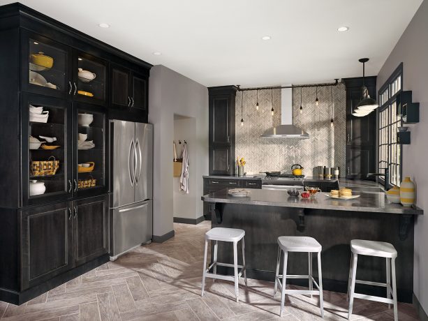 elegant dark gray cabinets from the smoke stain on a maple wood