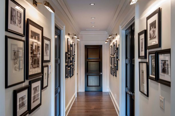 solid core door in black color for a traditional hallway