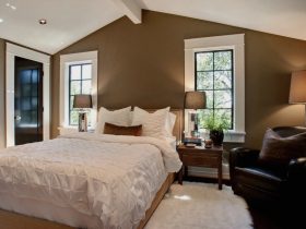 black casement windows with craftsman-style white colored trim