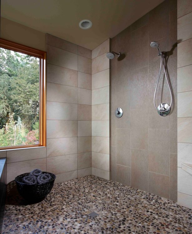 brown grout with beige tile