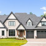 grayish navy blue exterior trim color to contrast the beige house