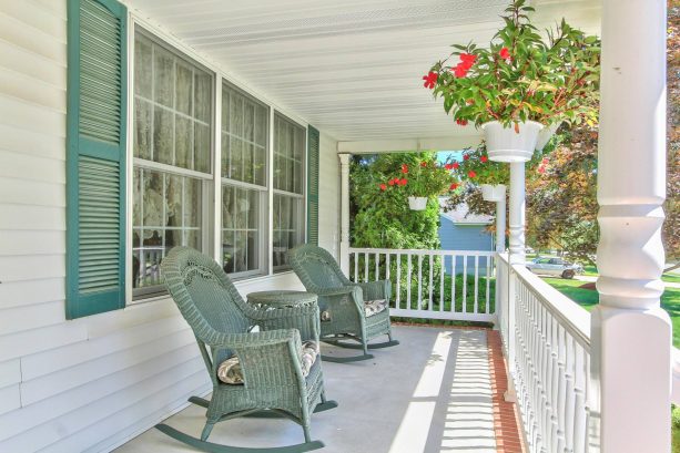 incorporating a consistent freshening tone in a concrete front porch