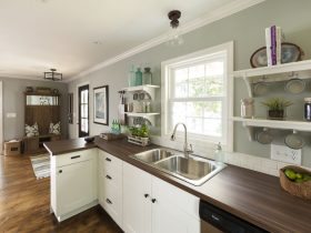 laminate countertop from ikea that mimics wood without connecting to the backsplash