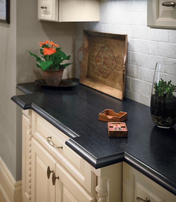 lava flow formica laminate countertop in black color without backsplash