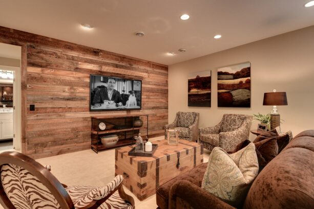 barn wood with a weathered finish for a tv accent wall