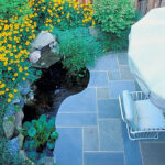 building a garden and a patio side by side in a small townhouse backyard