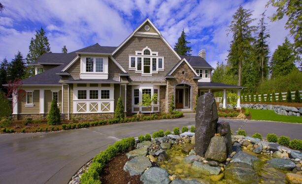 rock landscaping to complete the circular driveway