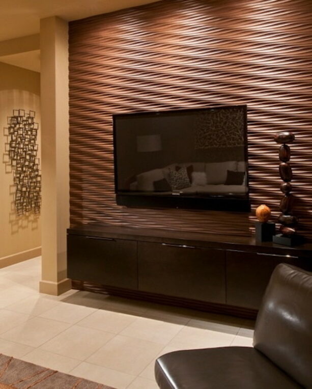 soelberg wall panel with the classic pattern as a tv accent wall
