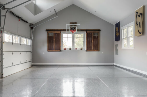 gray-painted garage wall covering to create a transitional look