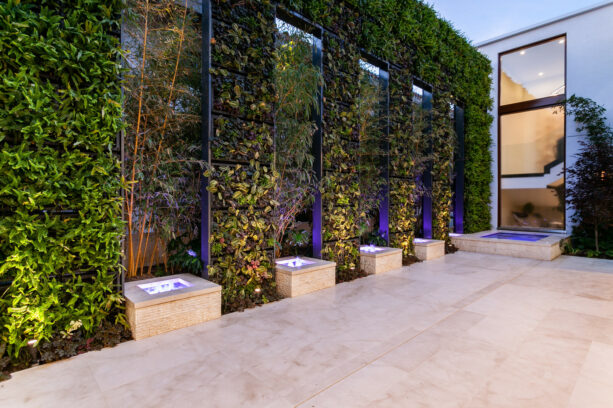 living patio wall completed with water feature