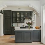 behr - carbon charcoal kitchen cabinets in a low sheen enamel