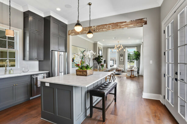 benjamin moore - kendall charcoal kitchen cabinets paired with collande gray walls