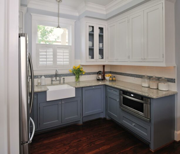 cafe-style shutters for double-hung kitchen windows