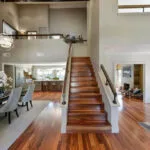 half wall stair completed with mounted railing to add an extra height