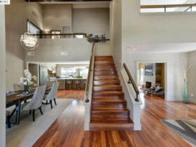 half wall stair completed with mounted railing to add an extra height