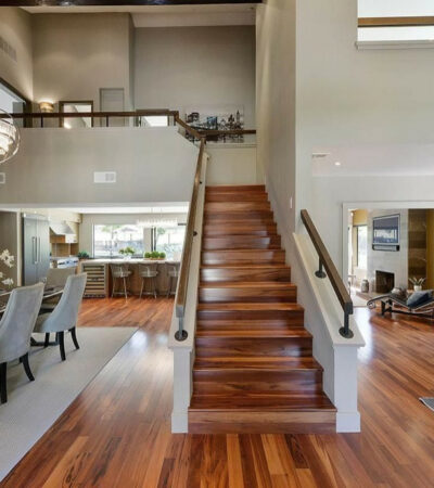 half wall stair completed with mounted railing to add an extra height