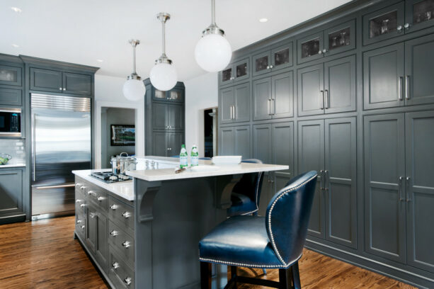 porter paint - gray bronze charcoal cabinets in a traditional kitchen