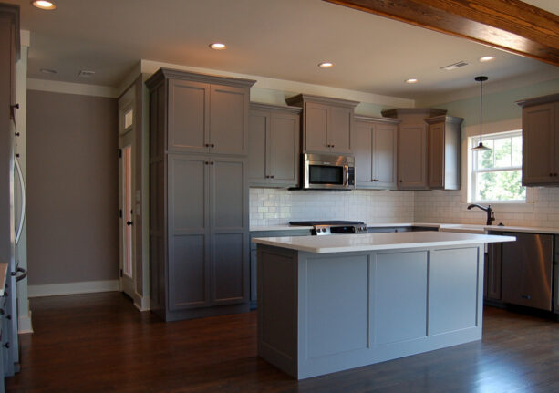 sherwin williams - intellectual charcoal gray cabinets with granite countertops